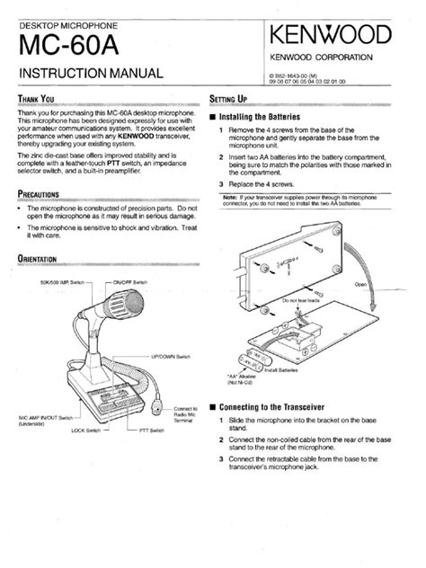 Kenwood Mc 60a Pdf Microphone Electrical Components