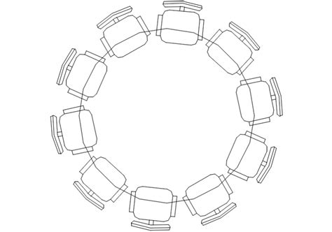 Round Table With Ten Chairs Elevation Block Details Dwg File Cadbull