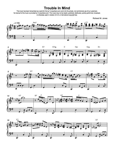 Tunescribers Trouble In Mind Sheet Music