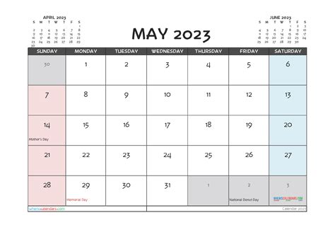 May 2023 Calendar With Holidays Printable Pdf And Image