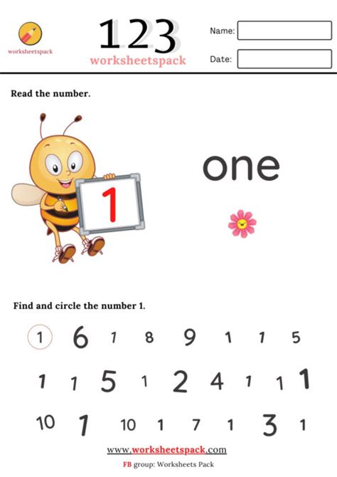 Number Recognition Worksheets 1 10 Printable And Online Worksheets Pack