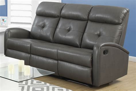 88gy 3 Charcoal Gray Bonded Leather Reclining Sofa From Monarch