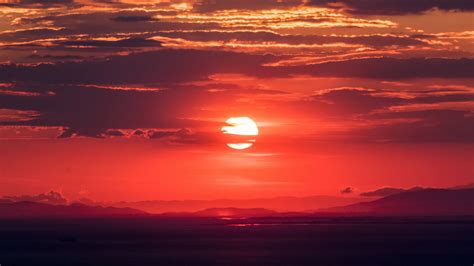 Wallpaper Peaceful Red Sunset Clouds Sky Xfxwallpapers