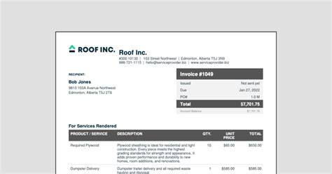 Free Roofing Invoice Template Invoice Generator Jobber