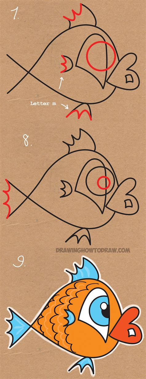 Everyone can create great looking drawings! How to Draw a Cartoon Fish from the Number 13 - Easy ...