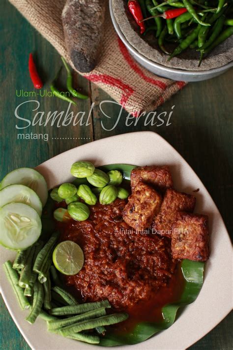 Sambal is a chili sauce or paste, typically made from a mixture of a variety of chili peppers with secondary ingredients such as shrimp paste, garlic, ginger, shallot, scallion, palm sugar, and lime juice. Ulam-Ulaman & SAMBAL TERASI Matang - FHA Selemak Santan