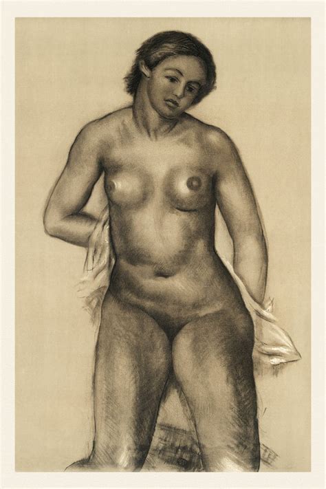 Naked Woman Showing Her Breasts Vintage Nude Illustration Standing