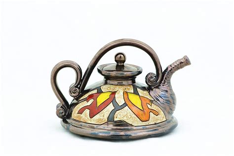 ceramic handmade teapot 27oz art pottery teapot unique quirky teapot stoneware