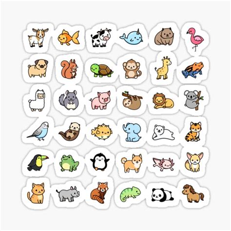 Choose Large Sticker Mega Cute Animals 1 Sticker For Sale By