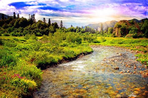 Beautiful Mountain River Landscape Stock Photo Image Of Panorama