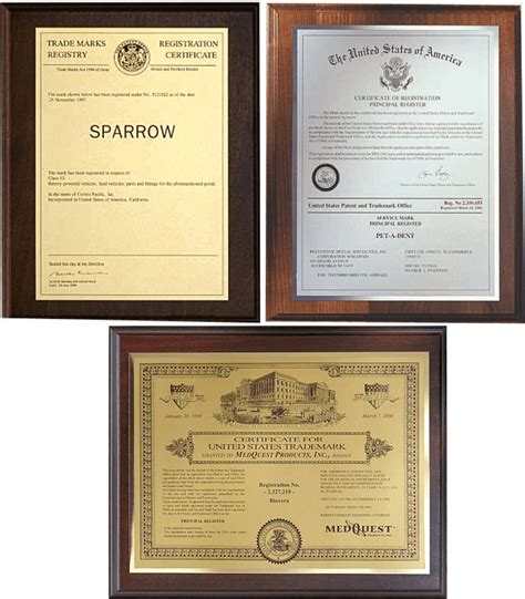 Patent And Trademark Plaques Us Patent Services Llc
