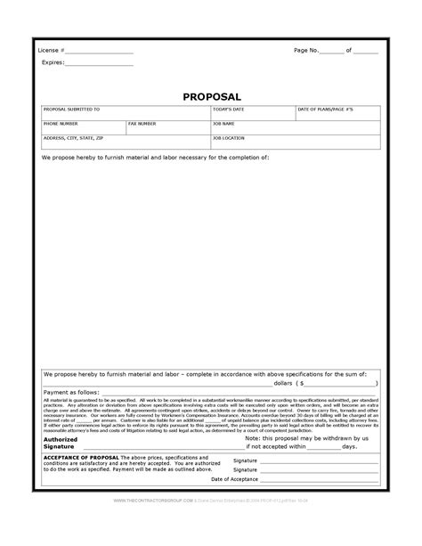 Printable Construction Bid Template For A Selection Of Free Construction
