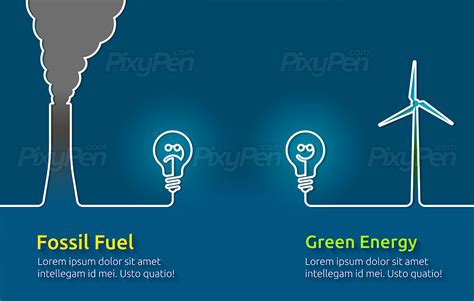 Fossil Fuels Vs Renewable Energy Vector Infographic • Pixypen