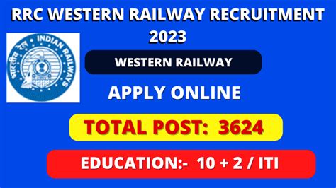 Rrc Western Railway Recruitment 2023 3624 Post Apply Online