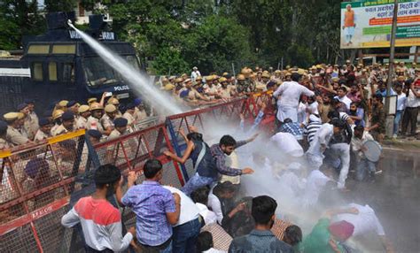 Chandigarh Police Use Water Cannons To Disperse The Crowd The Tribune