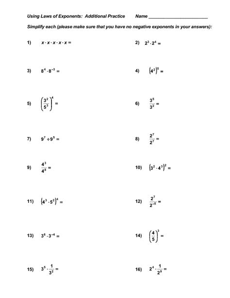 35 Laws Of Exponents Practice Worksheet Support Worksheet