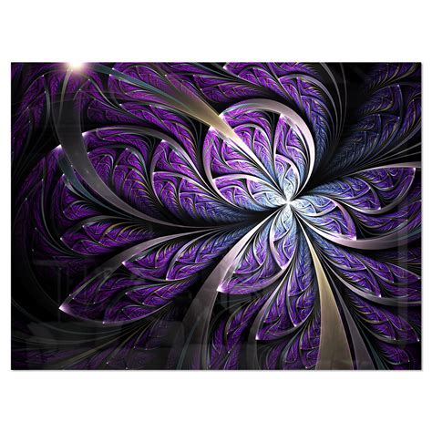 Designart Glittering Purple Fractal Flower Floral Metal
