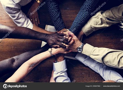 Support Diverse Hands Together Teamwork Aerial View — Stock Photo ...