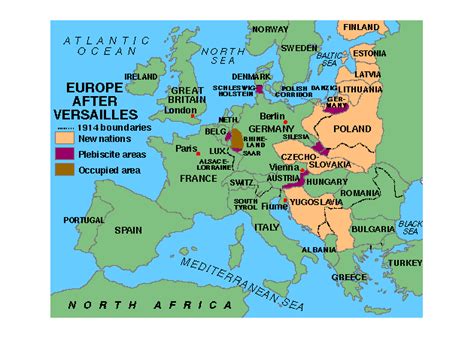 A Map Of Europe After The Treaty Of Versailles Was Signed New
