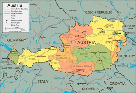 Österreich Karte — Gesamtübersicht Straßen Und Regionen