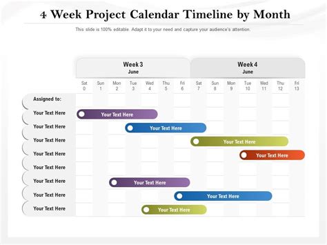 4 Week Project Calendar Timeline By Month Presentation Graphics
