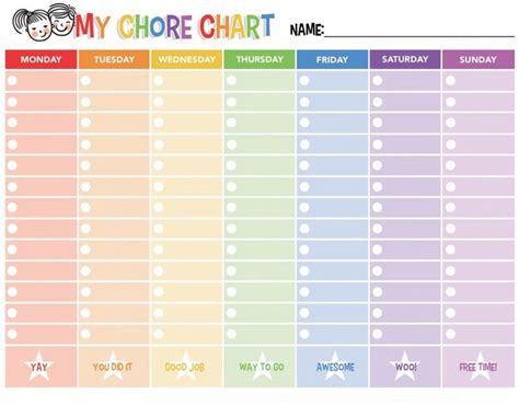 Printable Blank Chore Reward Chart For Preschoolers K5 Worksheets Images