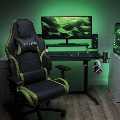 RESPAWN 3000 Gaming Computer Desk - Ergonomic Height Adjustable Gaming Desk, in Green (RSP-3000 ...