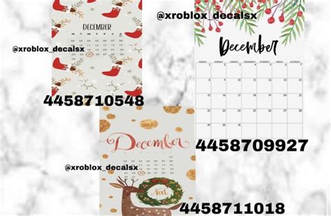 Roblox Decals Calendar Decal Bloxburg Decal Codes Christmas Decals