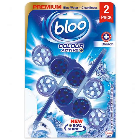 bloo colour active bleach toilet rim block 2 x 50g wilko