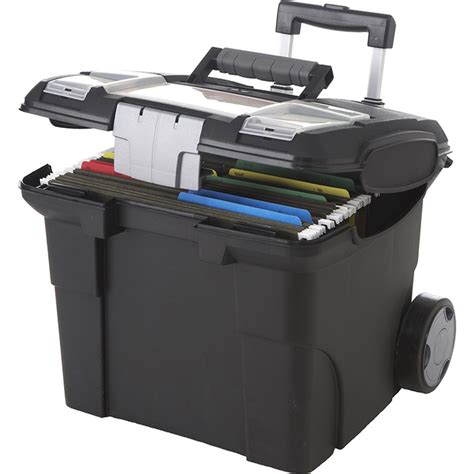 Portable File Box On Wheels Stx61507u01c Storex Industries Storage