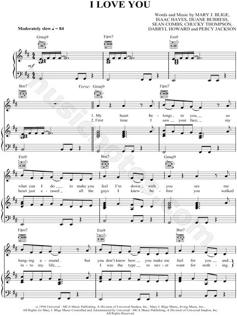 Faith Evans I Love You Sheet Music In D Major Download And Print Sku Mn0042273