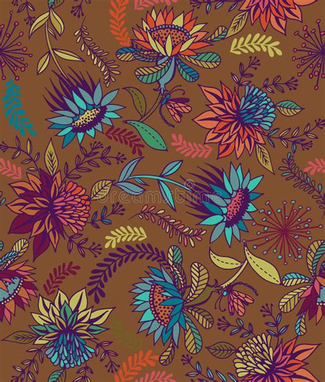 Seamless Floral Folk Pattern Stock Illustration Illustration Of
