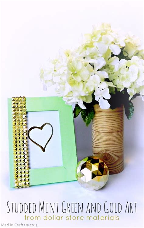 Studded Mint Green And Gold Art With Dollar Store
