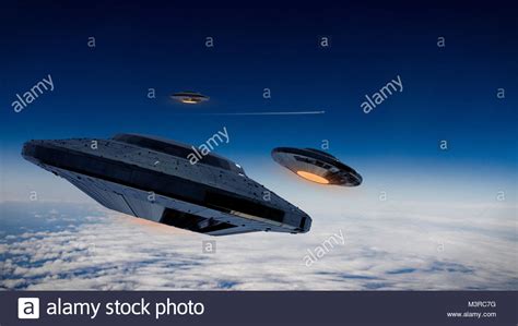 Ufo Science Fiction Scene Alien Spaceships From Outer