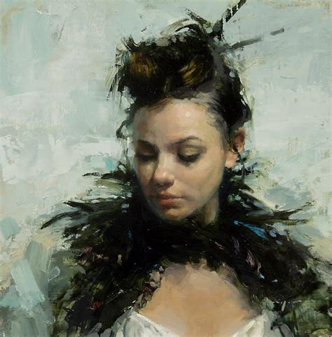 Portrait With Lace And Feathers 12 X 12 Inches Oil On Panel 6