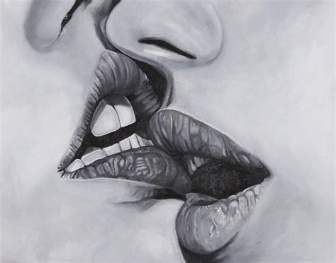 Kiss Oil On Wood By Orit Fuchs Body Art Painting Lips Drawing