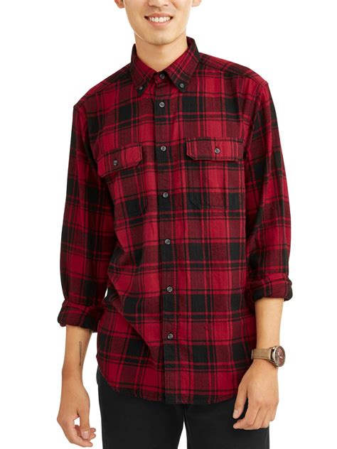 George Men S And Big And Tall Long Sleeve Flannel Shirt Up To Size 3xlt