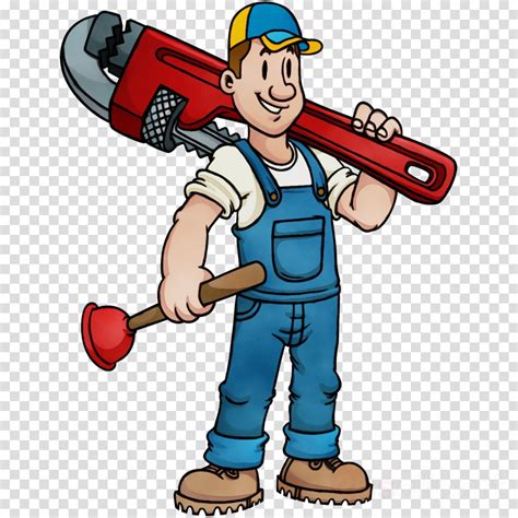 Cartoon Clip Art Construction Worker Solid Swinghit Plumber Clipart