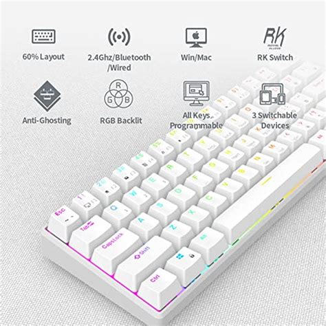 Rk Royal Kludge Rk61 60 Mechanical Keyboard With Coiled Cable 24ghz
