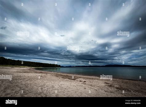 Dramatic Sky Over Beautiful Sandy Beach And Archipelago In Gulf Of