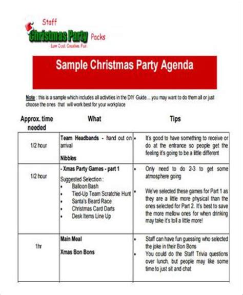 Free 18 Party Agenda Samples And Templates In Pdf