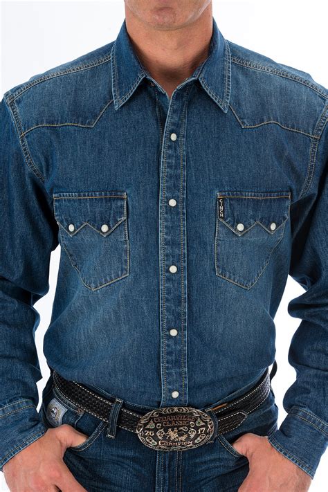 Cinch Jeans Mens Denim Western Snap Shirt