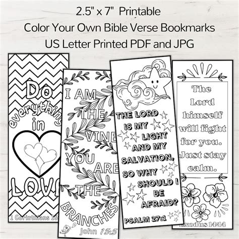 Color Your Own Bible Bookmarks Bible Journaling Instant Etsy