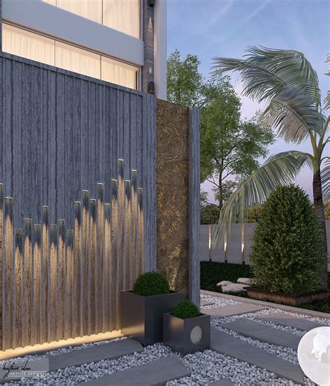 Villa Entrance On Behance Compound Wall Design Pool Landscape Design