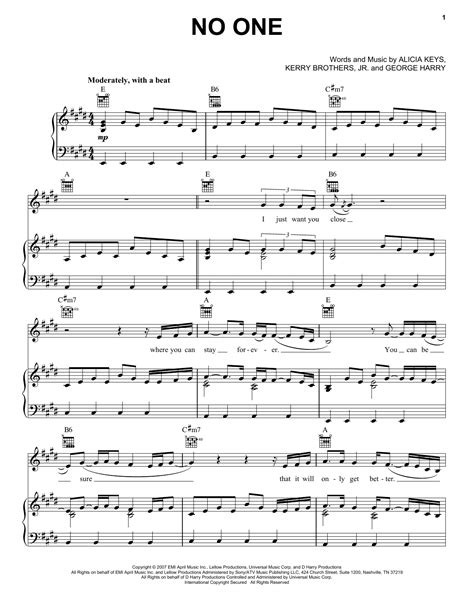 Download Alicia Keys No One Sheet Music And Pdf Chords Educational