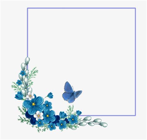 Transparent Background Frame Blue Flower Border Kropkowe Kocie