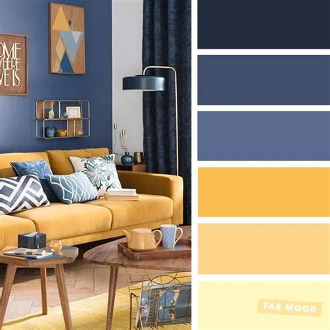 The Best Living Room Color Schemes Blue And Mustard Color Palette