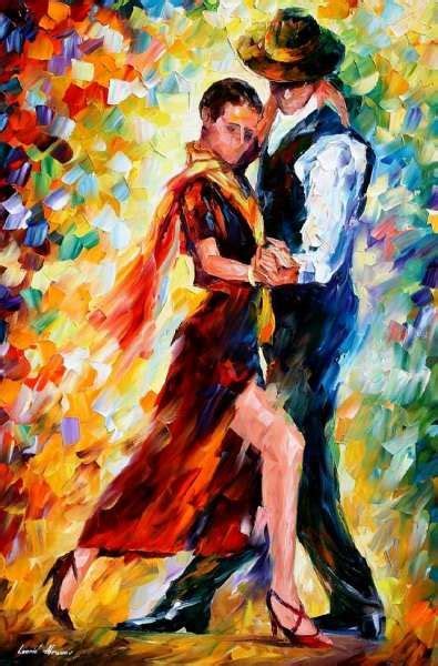 Romantic Tango — Palette Knife Oil Painting On Canvas By Leonid Afremov