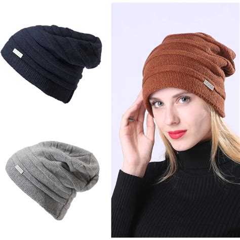 Winter Hats Ear Protection Letter Windproof Cap Wool Knitted Hat With