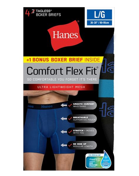 Hanes Comfort Flex Fit Mens Boxer Briefs Pack Breathable Mesh 4